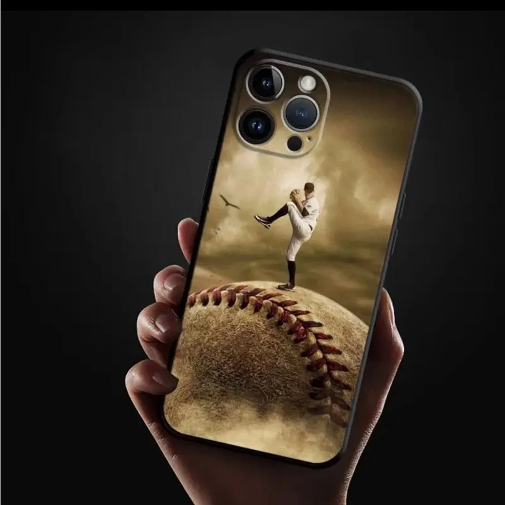 Apple iPhone 15 Phone Case Baseball Ball Pitcher Black TPU Case Unisex